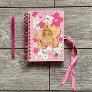 2005 Vintage Stuff by Hilary Duff Pink Floral Spiral Notebook with Ribbons